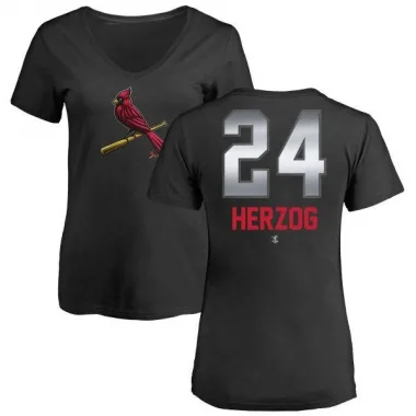 White Women's Whitey Herzog St. Louis Cardinals Midnight Mascot V-Neck T-Shirt - Black